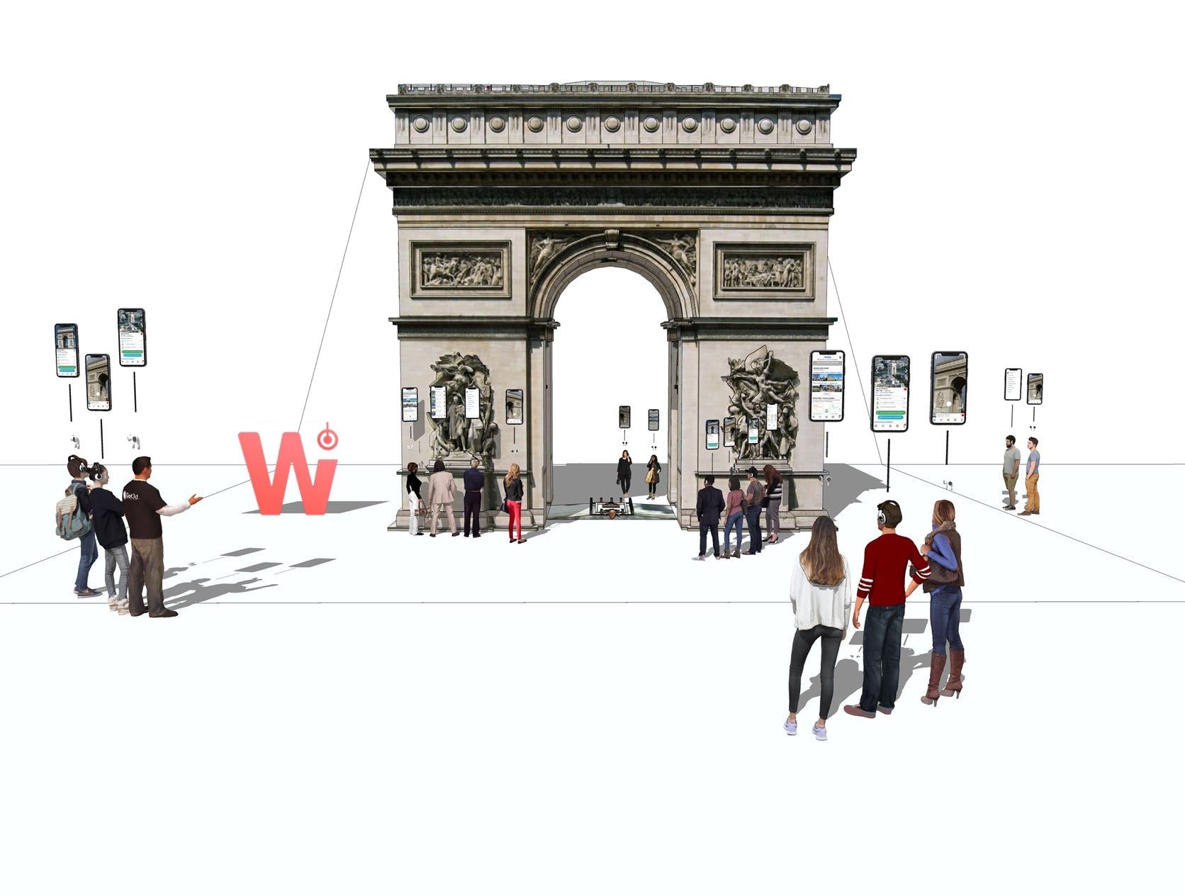 Design graphique : Whatizis- Reconnaissance de monuments - Mise en scène 3D